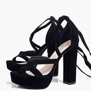 Black Suede Lace Up Platform